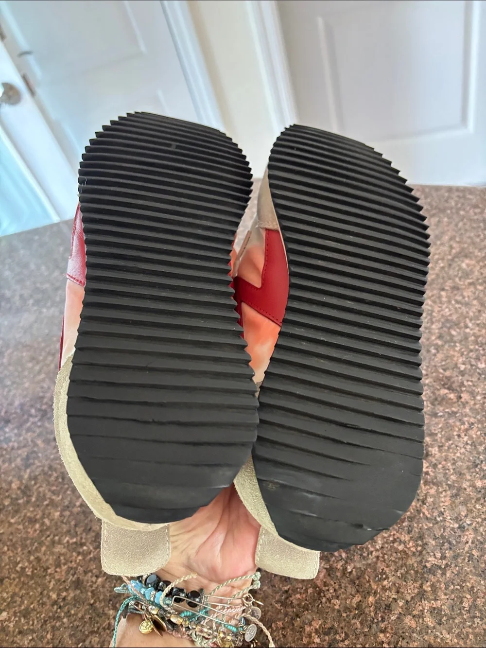 rag & bone Ladies Cream Red Low-Top Sneakers